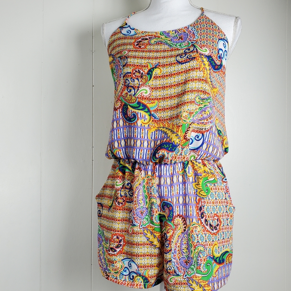 NEW Bright bohemian hippie romper Size Medium